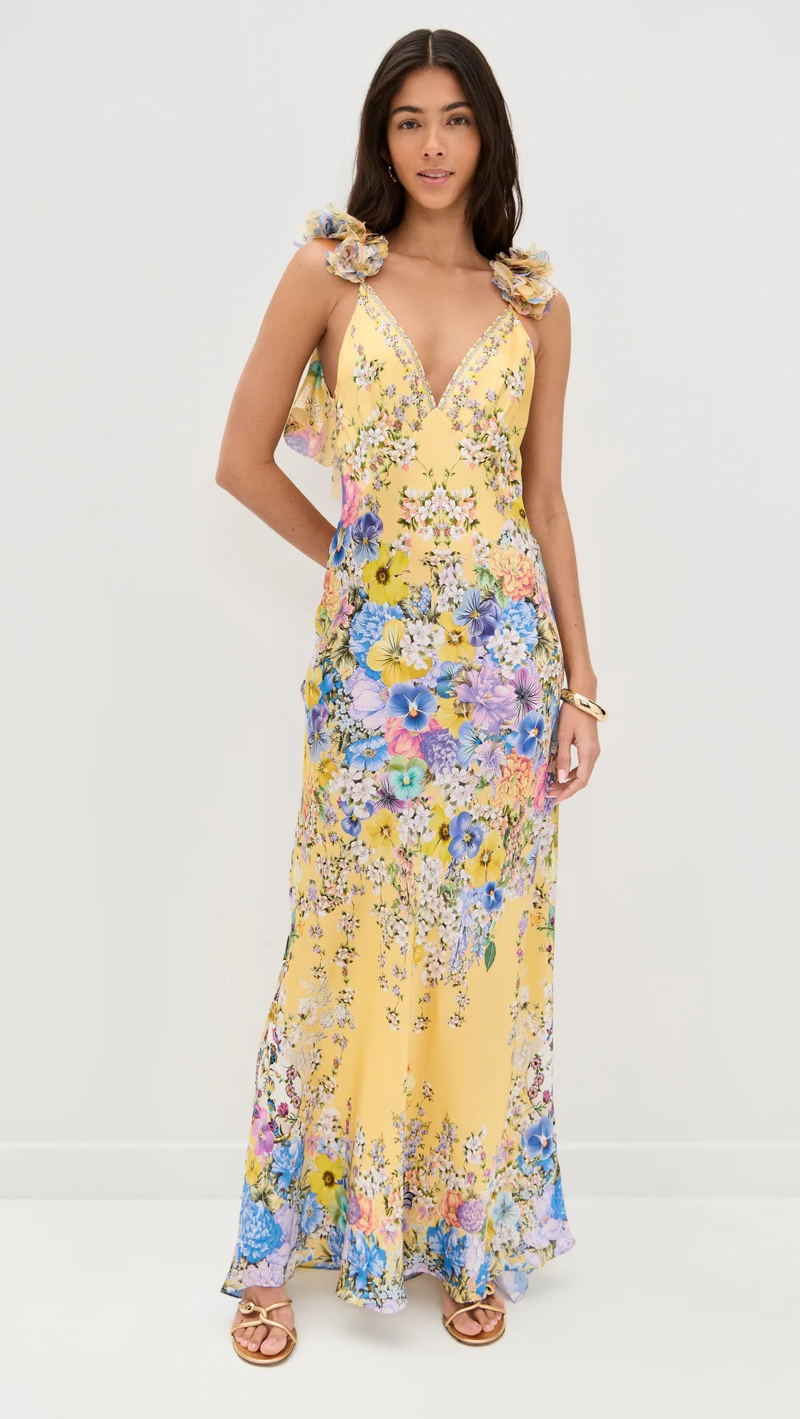 V Neck Bias with Back Frill Slip Dress - 1