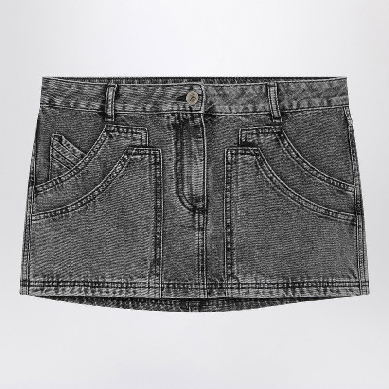 BLACK DENIM MINI SKIRT - 1