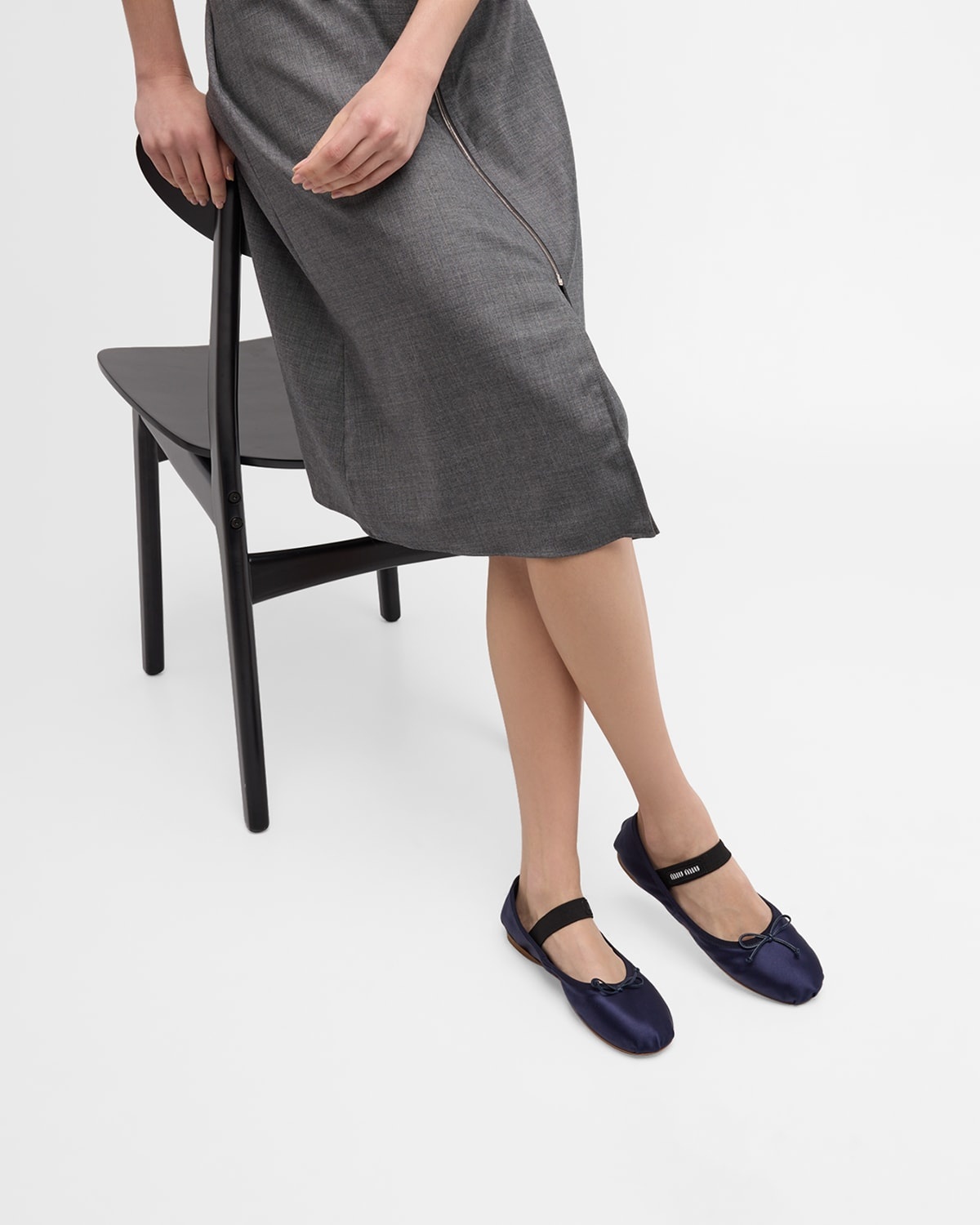 Satin Bow Ballerina Flats - 2