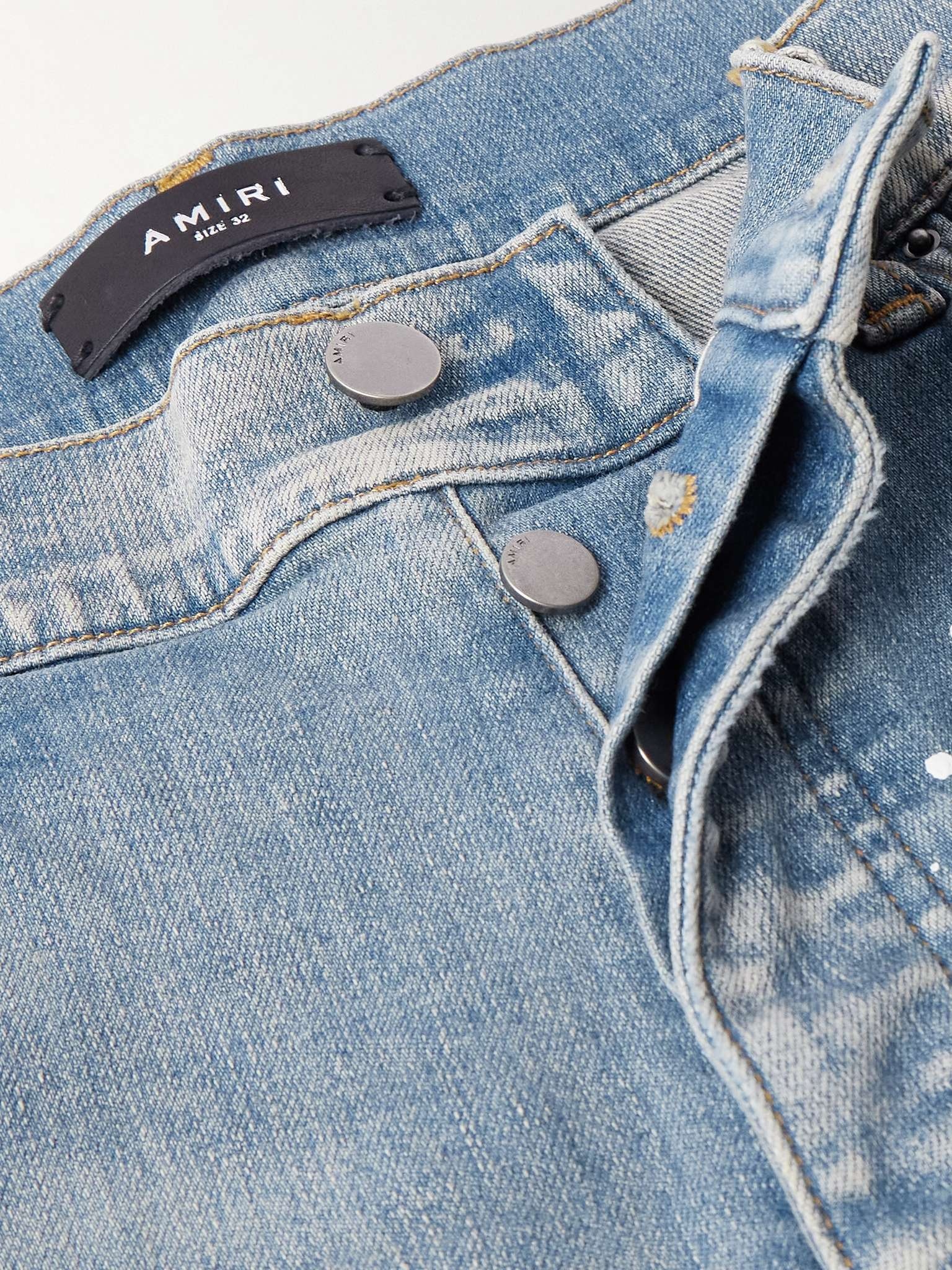 Skinny-Fit Appliquéd Distressed Paint-Splattered Jeans - 6