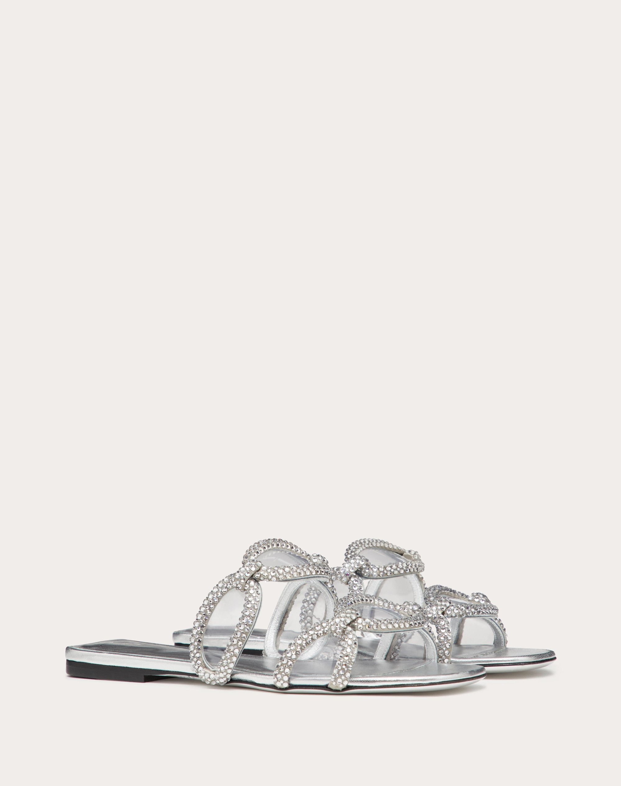サンダル・ミュール Valentino Garavani Ivory Pvc Chain 1967 slippers VALENTINO GARAVANI CHAIN 1967 LEATHER SANDALS $890 (BLACK