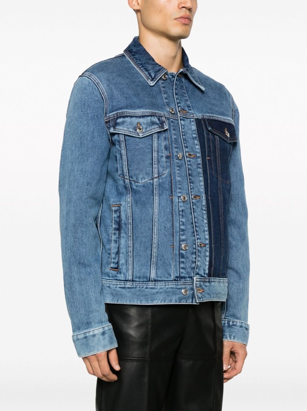 colour-block stretch-cotton denim jacket - 4