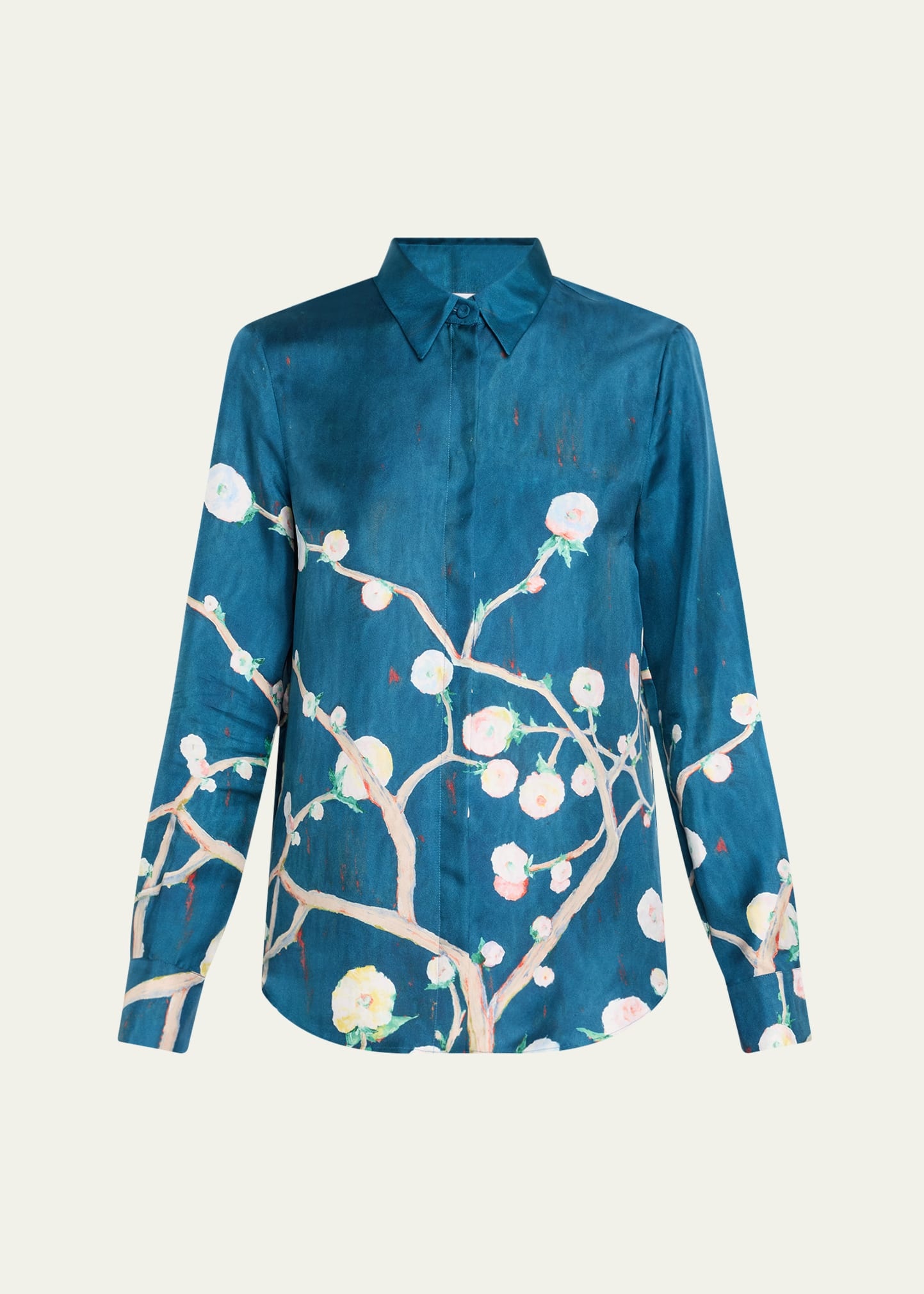 Henri Painterly-Print Silk Button-Down Blouse - 1