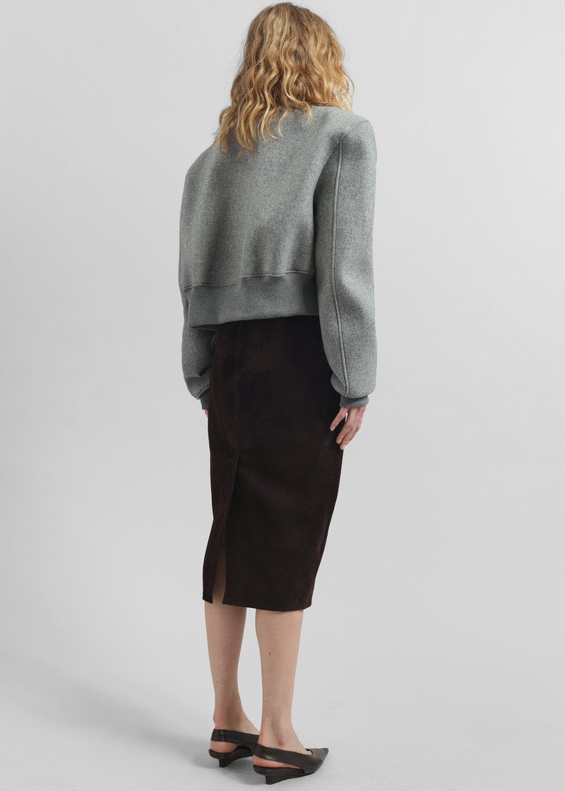 Glane Padded Wool Bomber Jacket - Grey Melange 7