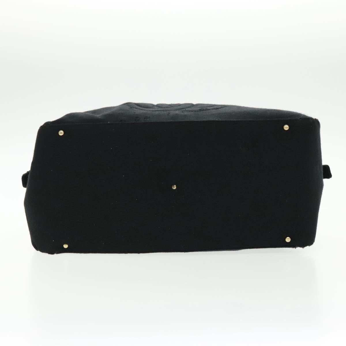 CHANEL Hand Bag Cotton Black Gold CC - 12