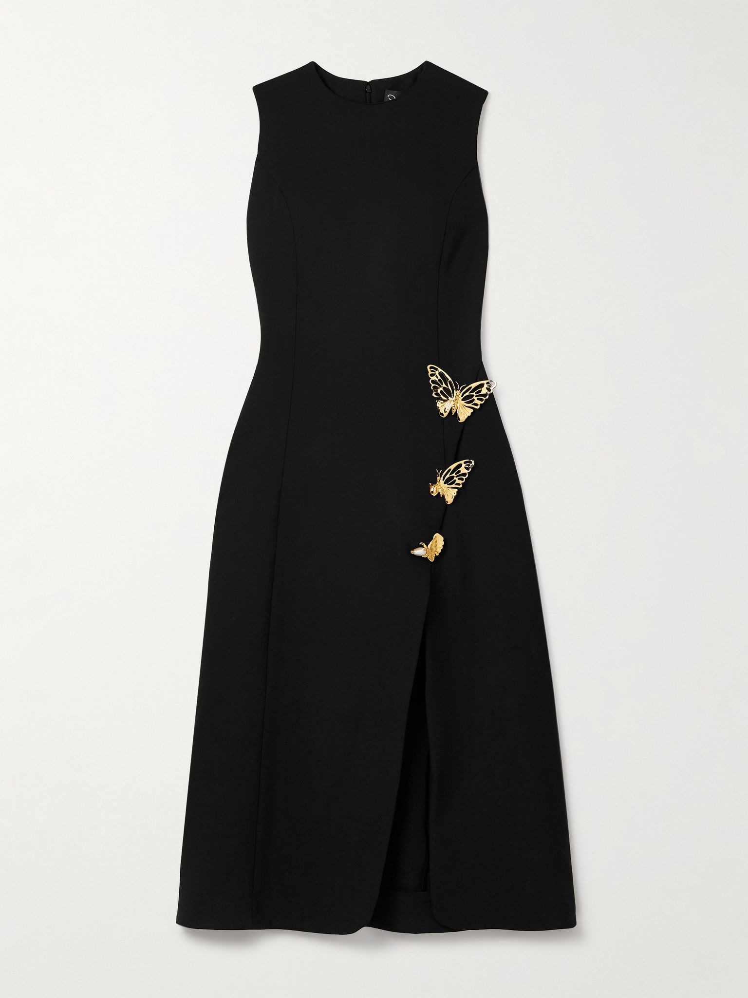 Embellished wool-blend midi dress Black - 1