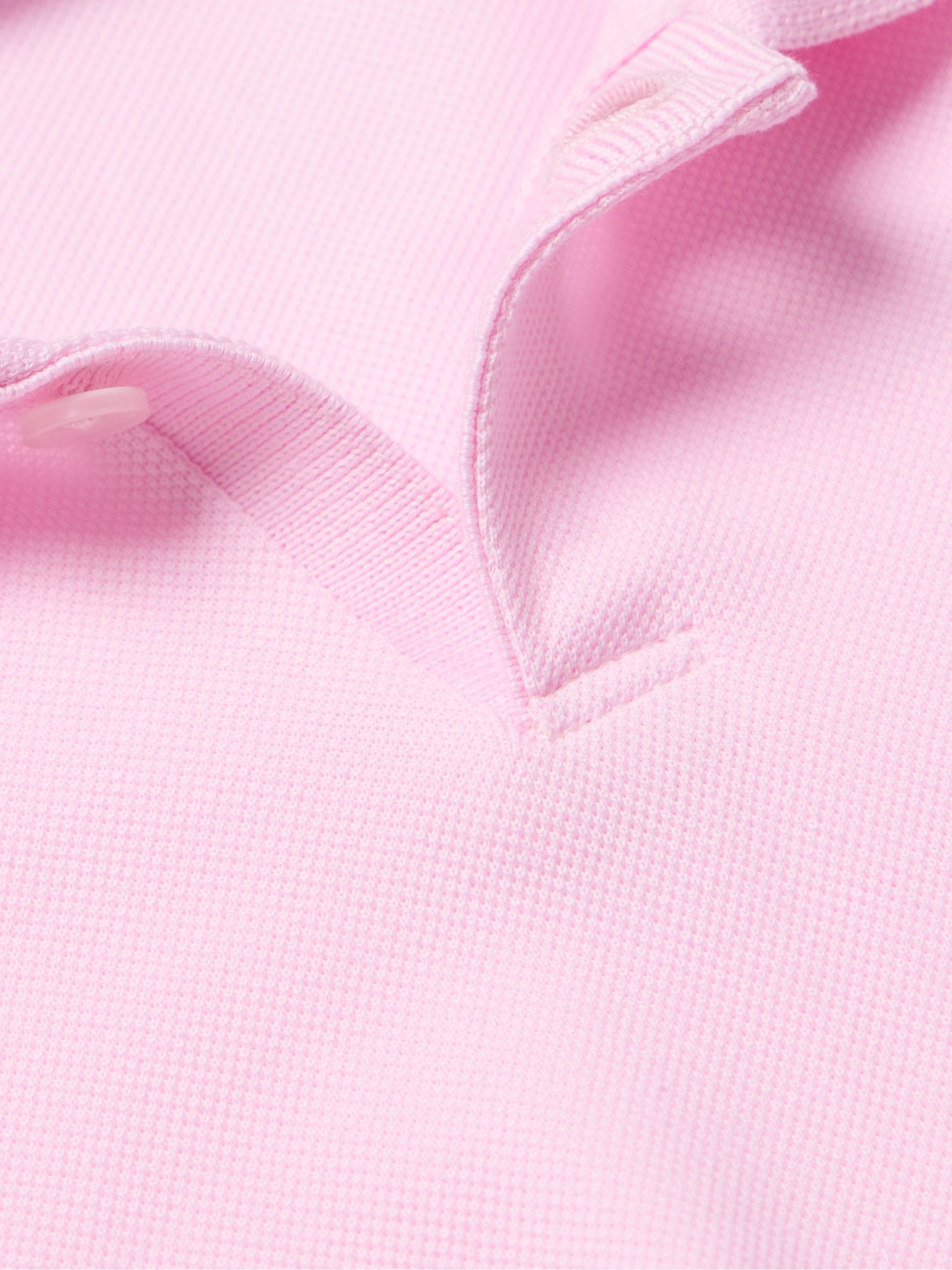 Bruno Slim-Fit Organic Cotton-Piqué Polo Shirt Pink - 4