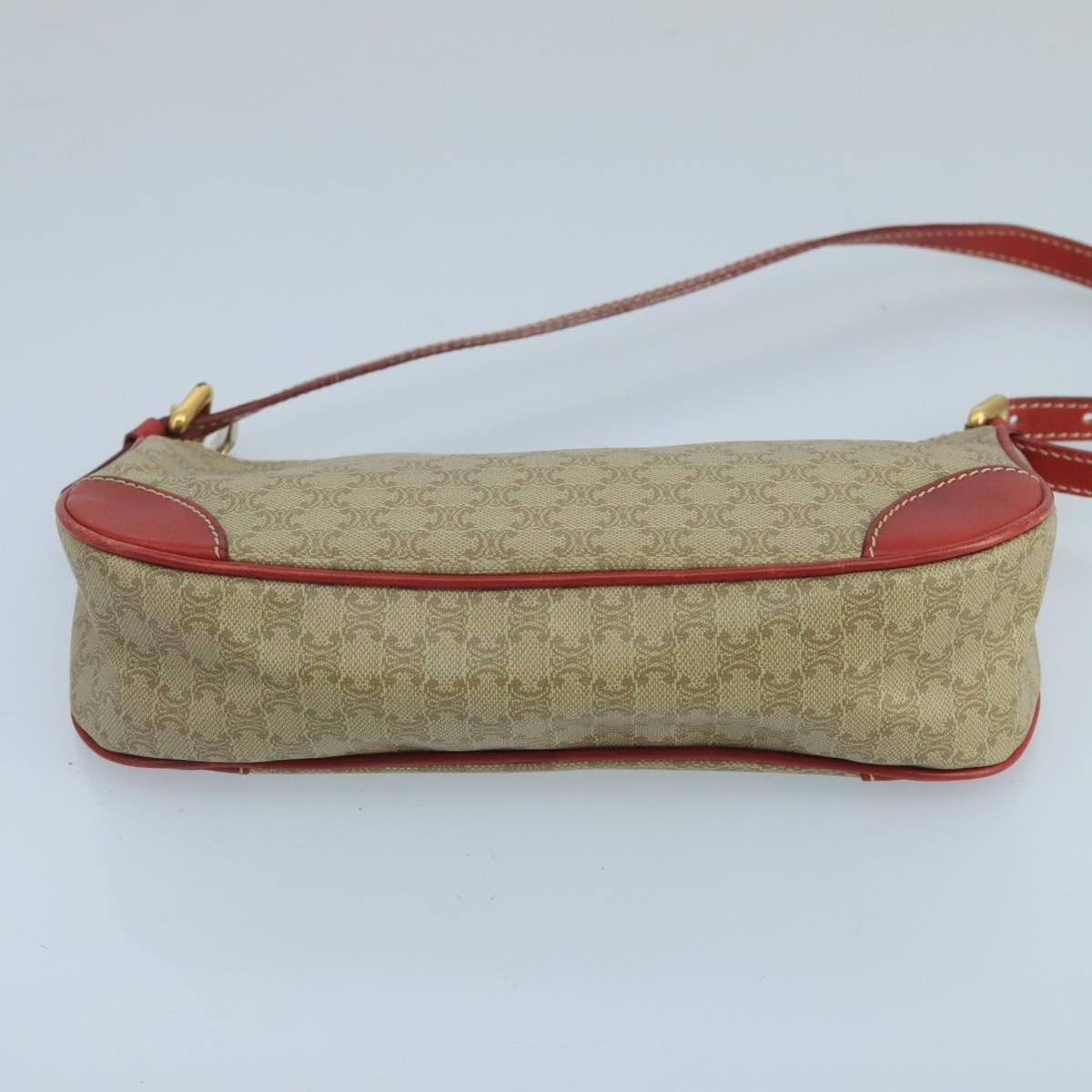 CELINE Macadam Canvas Hand Bag Pvc Leather Beige Red - 5