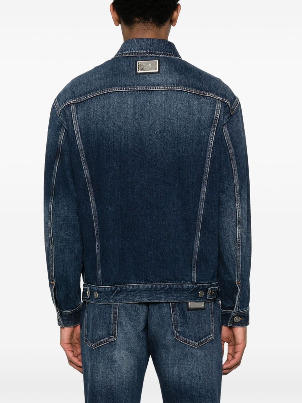 logo-plaque denim jacket - 4
