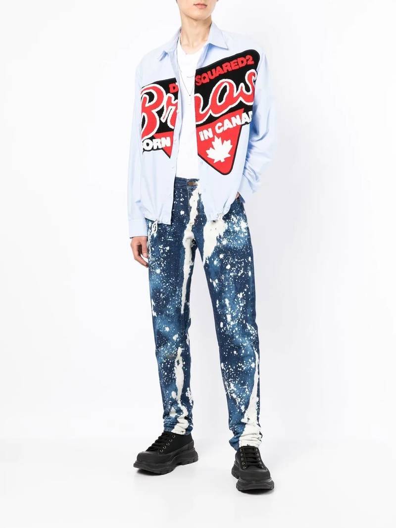 DSQUARED2 logo-patch long-sleeve shirt outlook