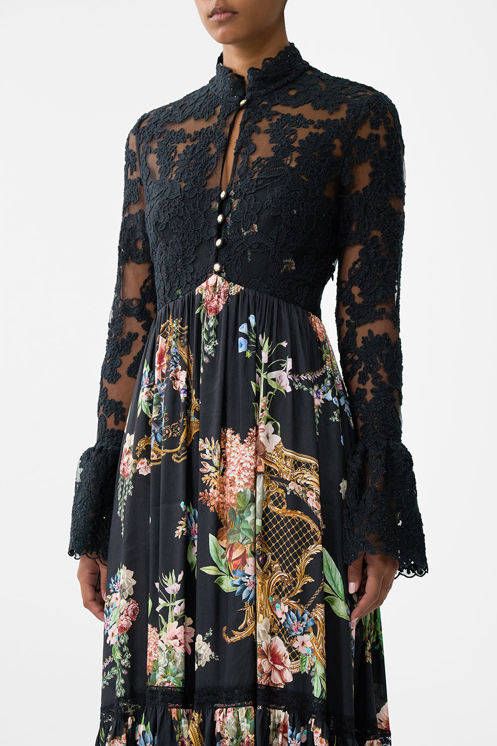 LACE BODICE MAXI DRESS - 5