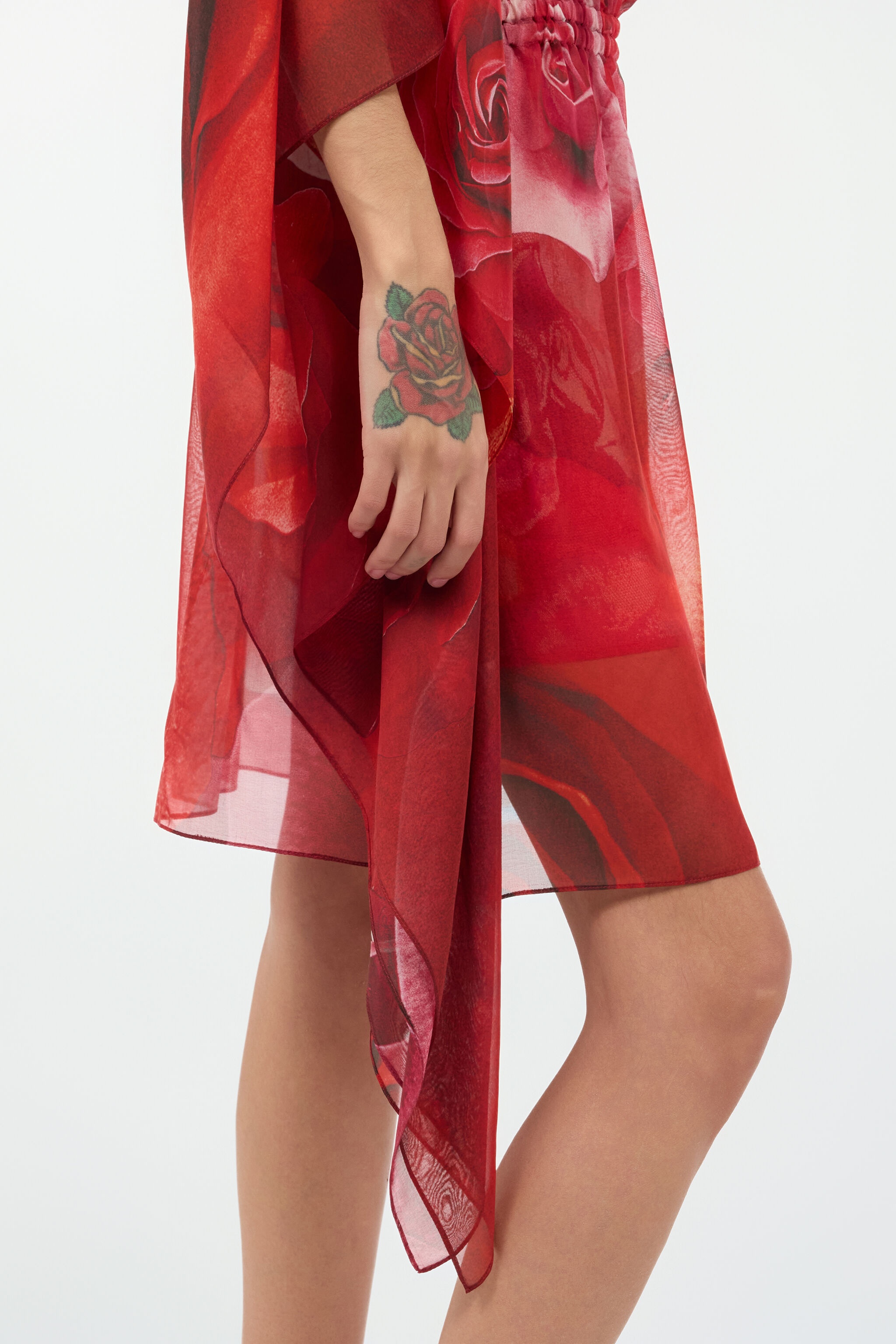 Silk Caftan With Garden Rose Print - 7
