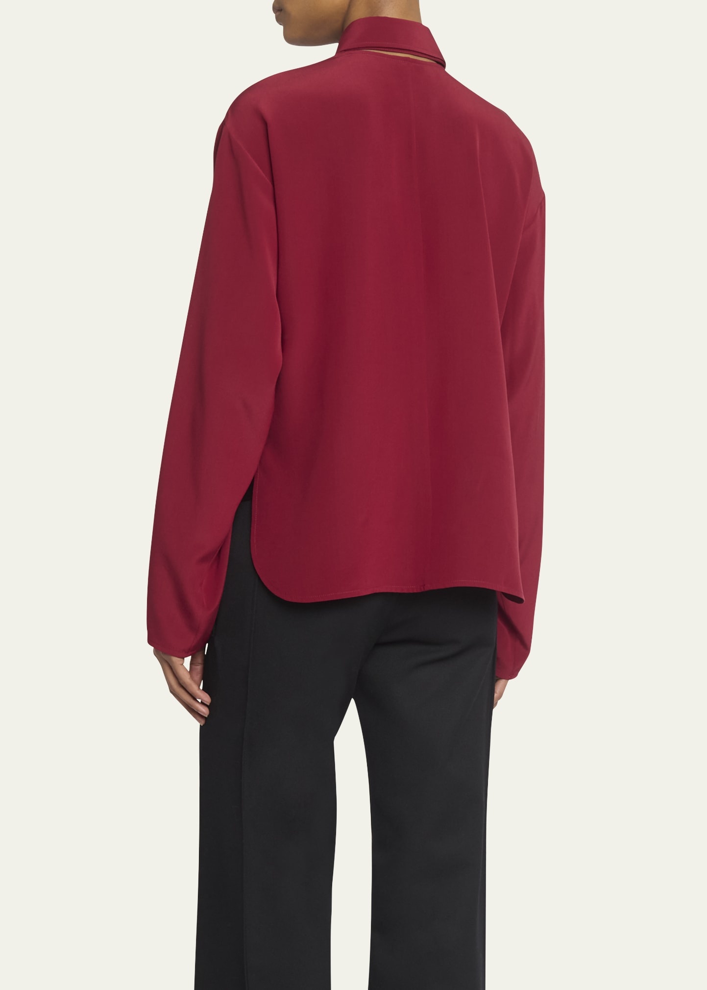 Ruffle Long-Sleeve Silk Blouse - 3