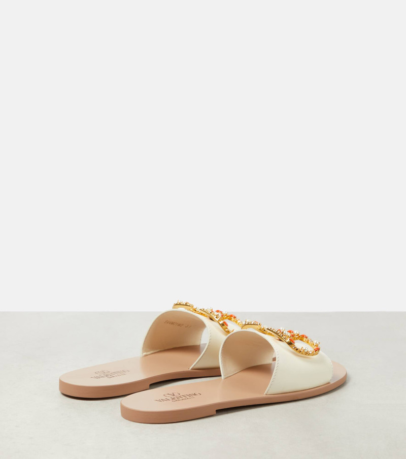 VLogo Signature embellished leather slides 3