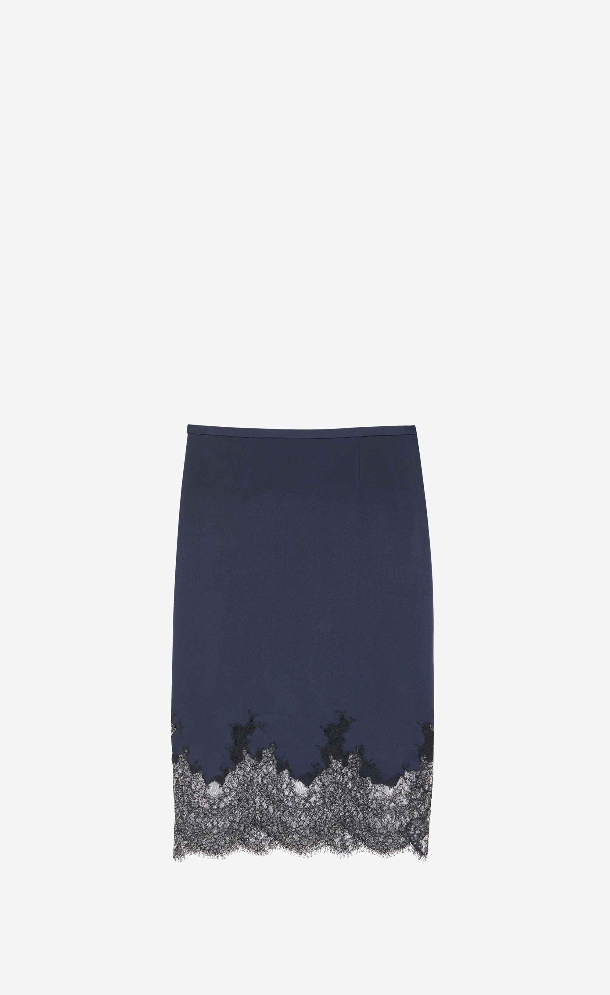 midi skirt in crepe satin and lace - 1