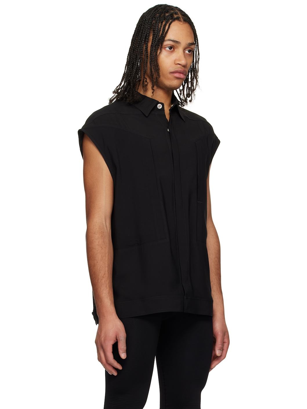 Black Hollywood Sleeveless Jumbo Shirt - 2