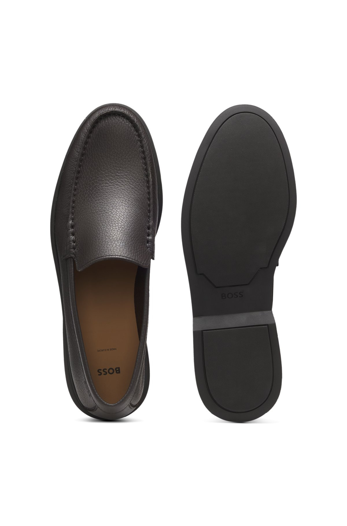 TUMBLED-LEATHER MOCCASINS WITH LOGO DETAIL - 4