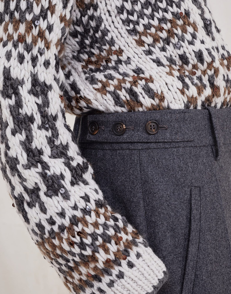 Virgin wool flannel straight loose trousers 3