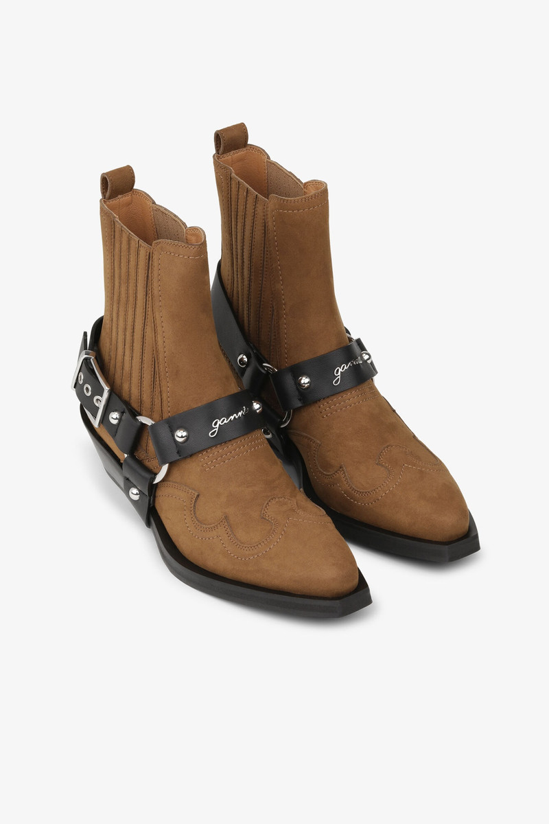 GANNI BROWN SUEDE LOW CUT WESTERN CHELSEA BOOTS outlook