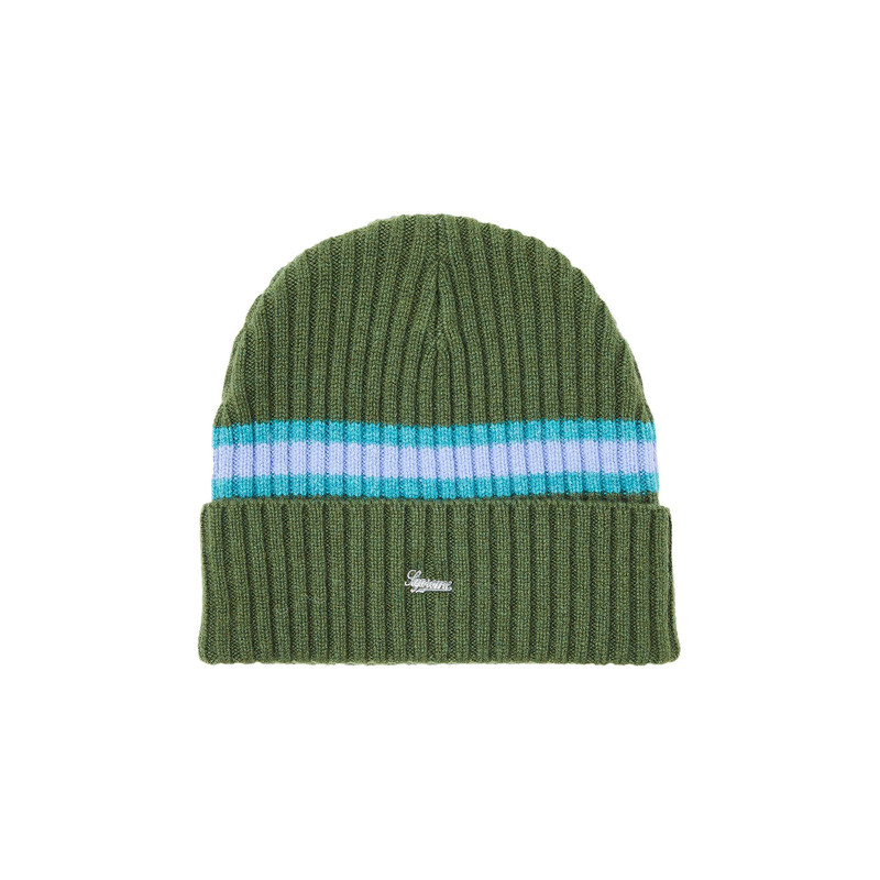 Supreme Stripe Cashmere Beanie 'Olive' - 1