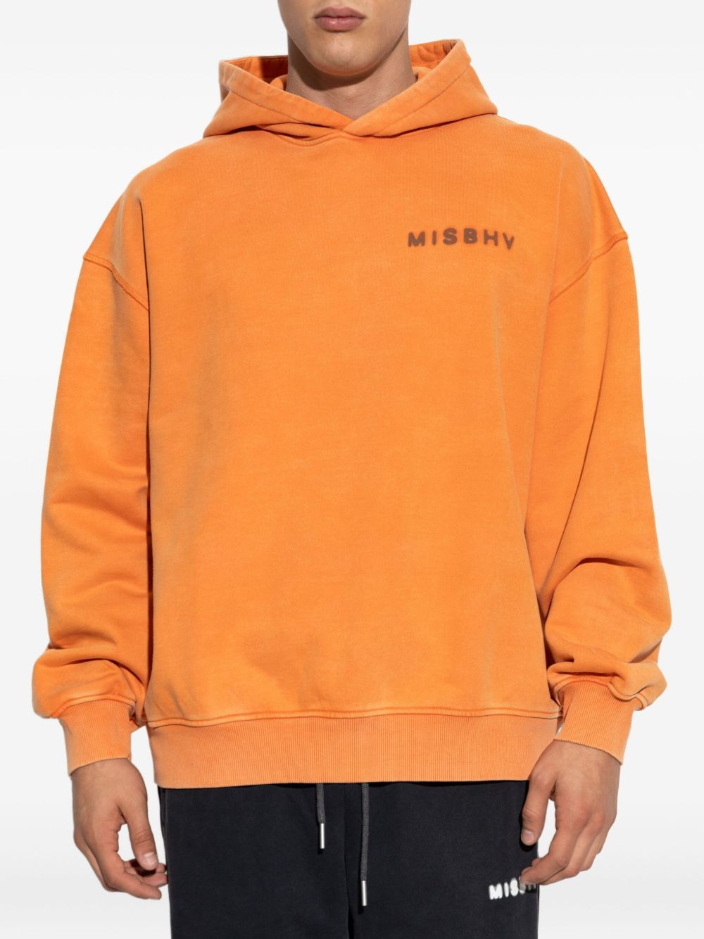 logo-print cotton hoodie - 3