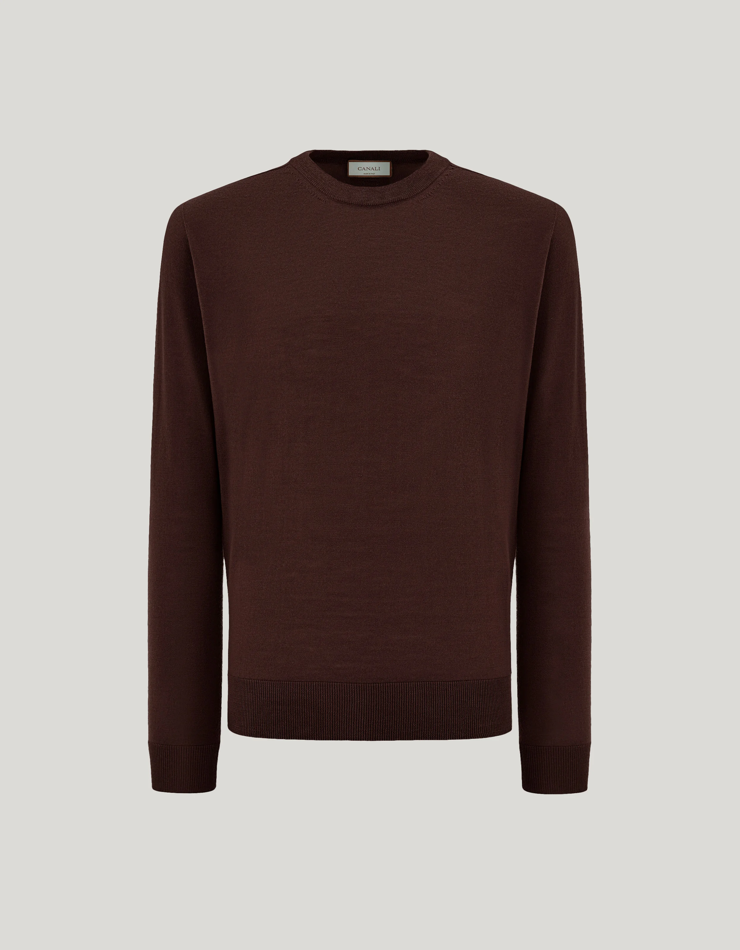 CANALI NUVOLA BURGUNDY SEAMLESS MERINO WOOL CREW NECK - 1