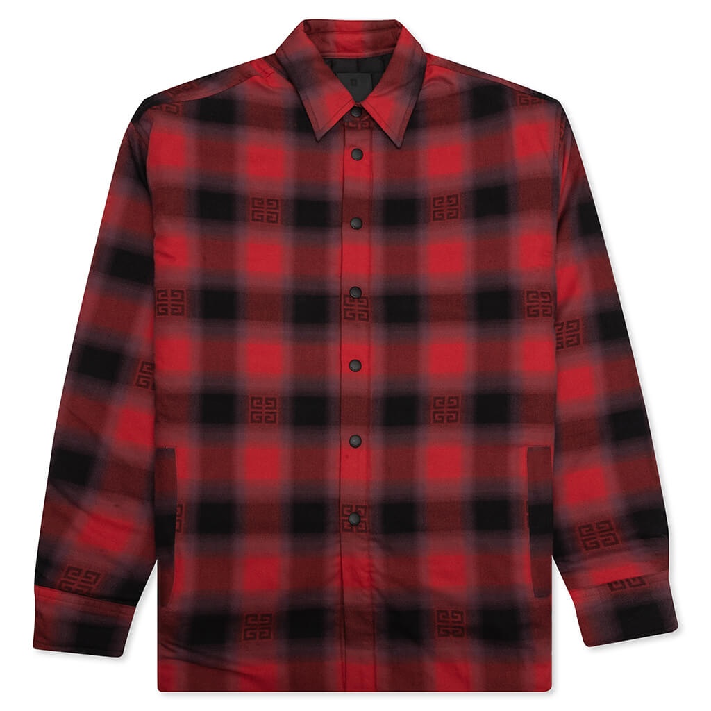 GIVENCHY CLASSIC FIT ALL OVER PRINT L/S OVERSHIRT - BLACK/RED - 1