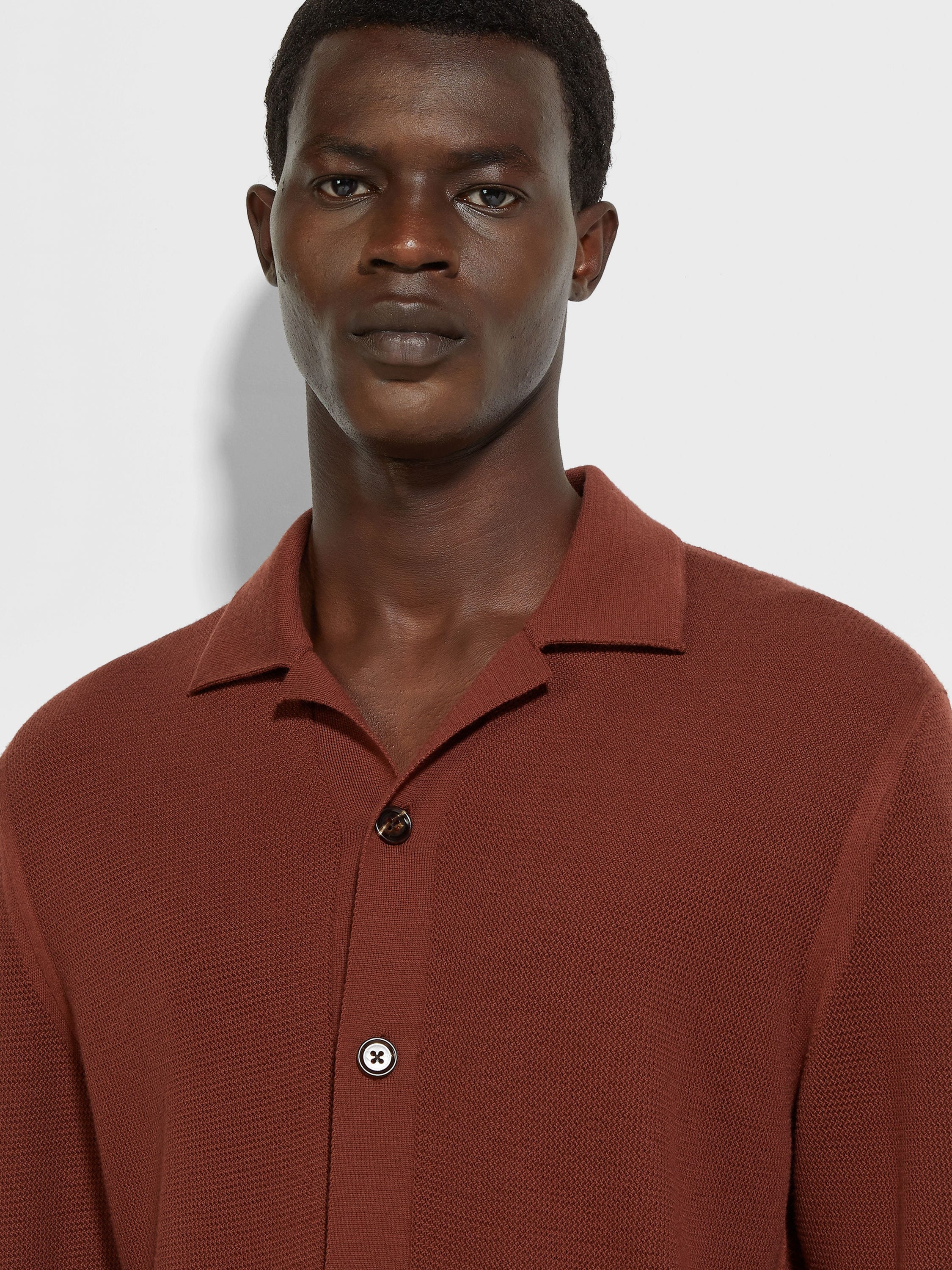 BRICK RED WOOL SHIRT - 2