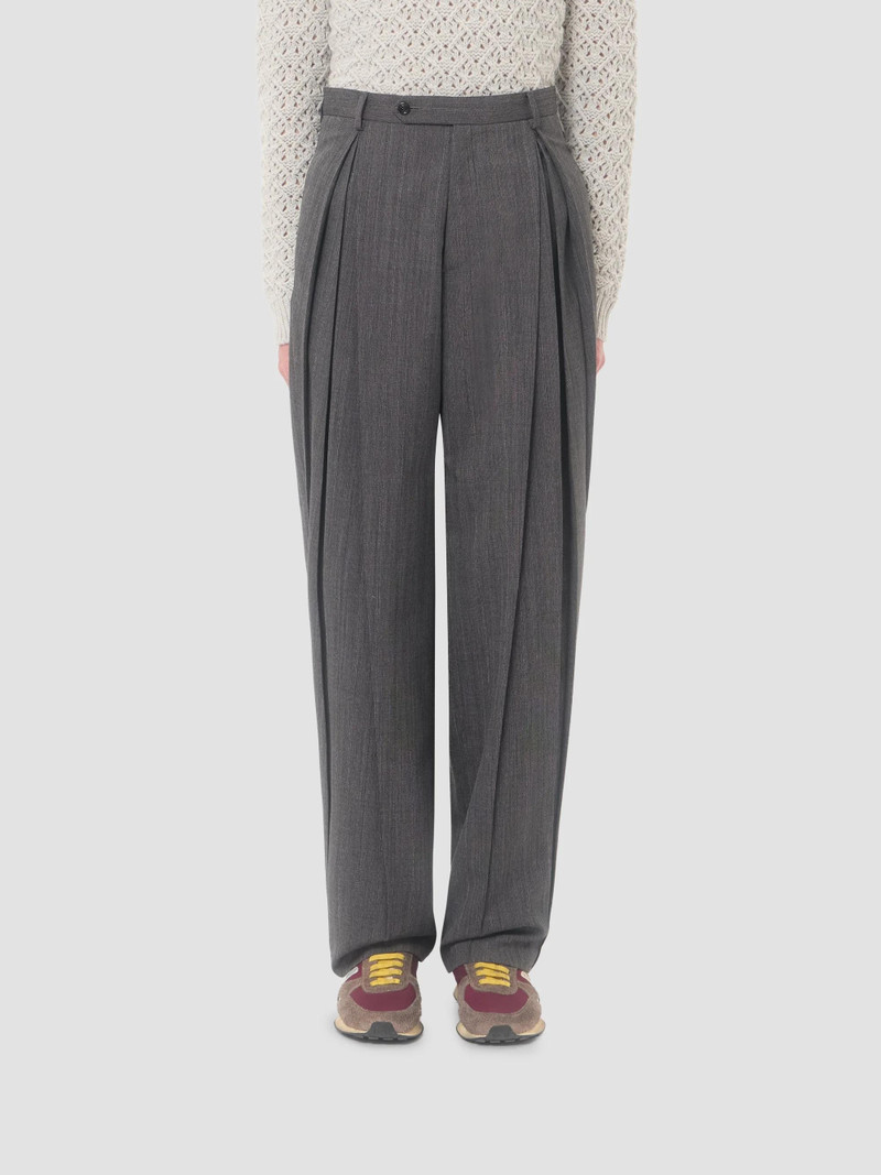 Men's Pinstripe Wool Pants with Pleats - Gray 3