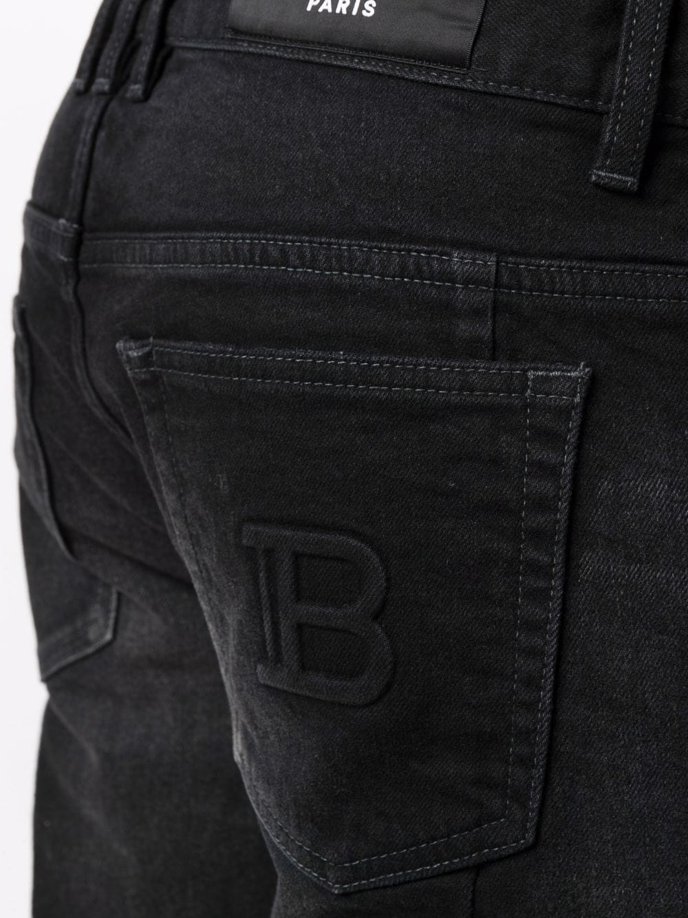 embossed-logo slim-fit jeans - 5