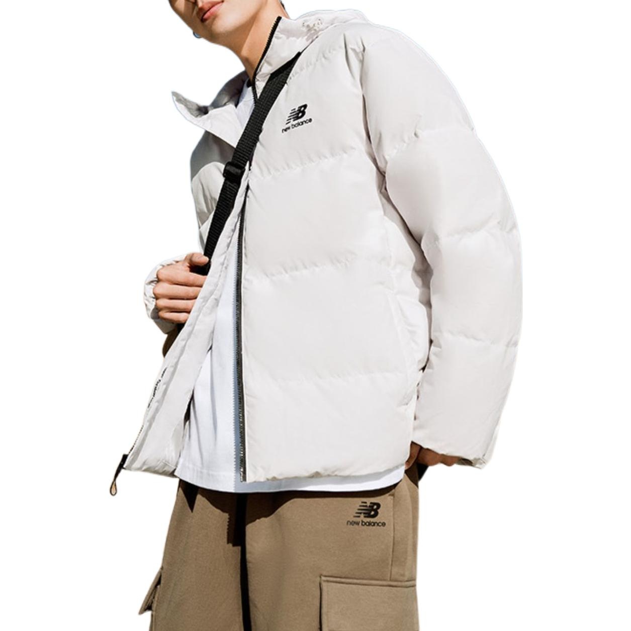 New Balance Logo Print Down Jacket 'White Black' AMJ23343-GYM - 4