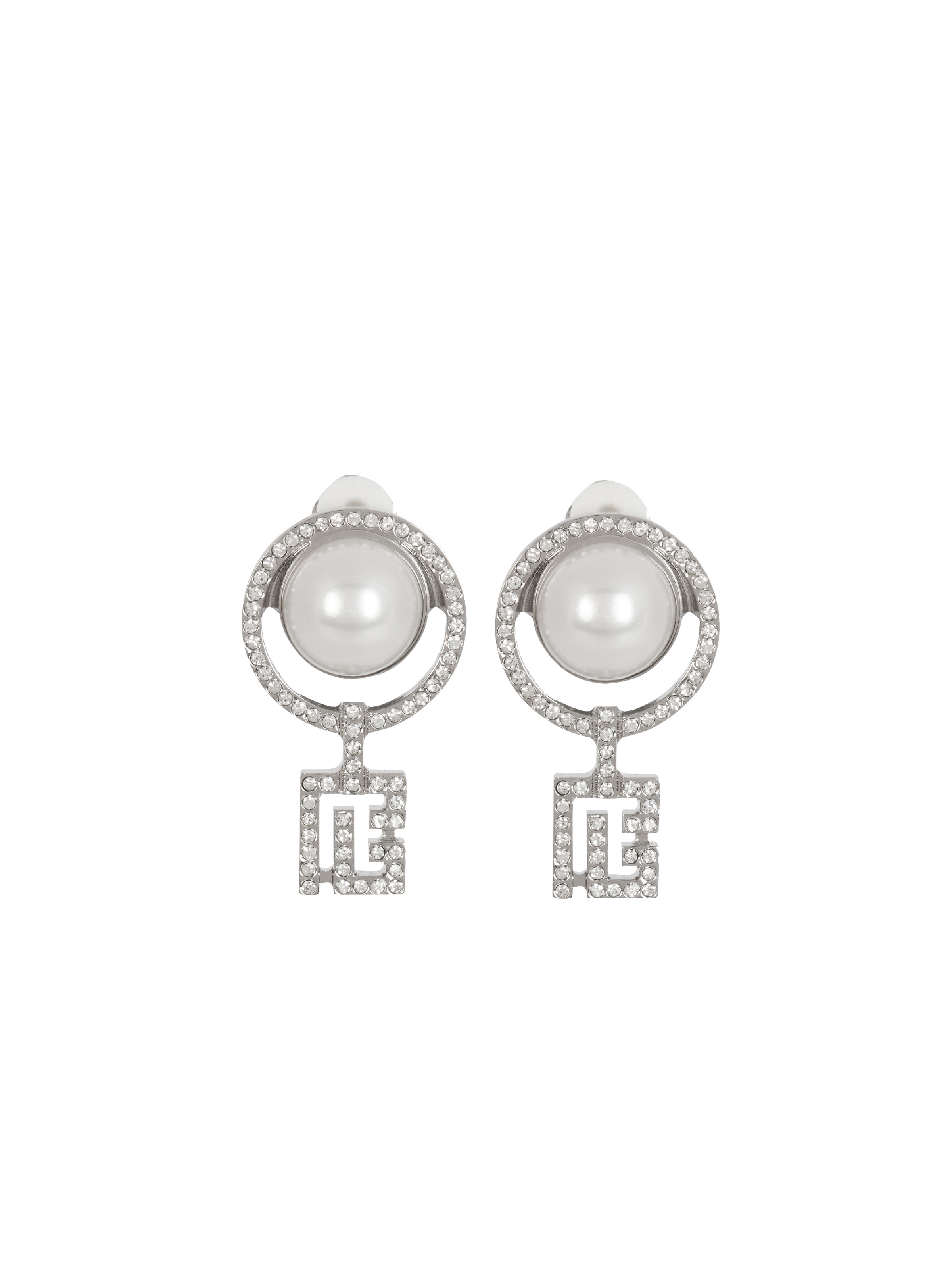 Pearl earrings with Art Deco rhinestones - 1