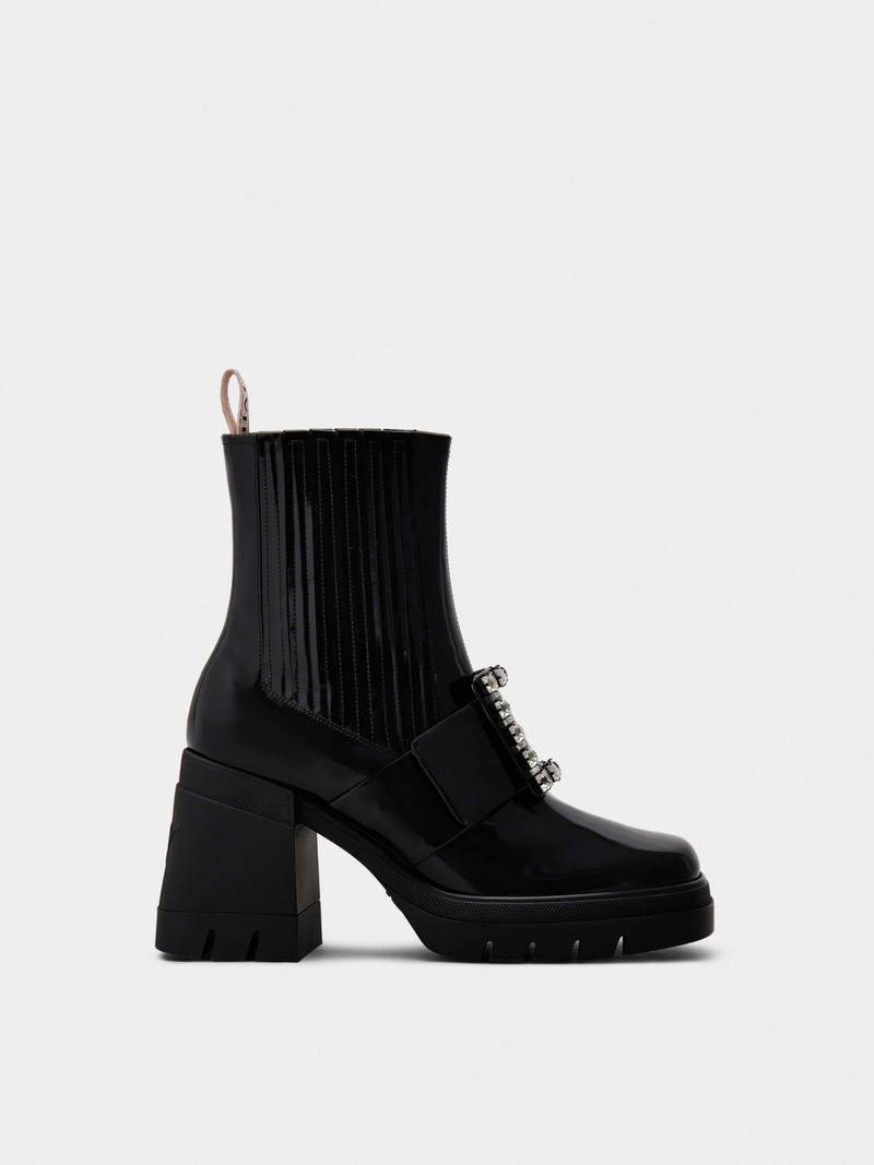 Viv' Rangers Strass Buckle Booties in Patent Leather 1