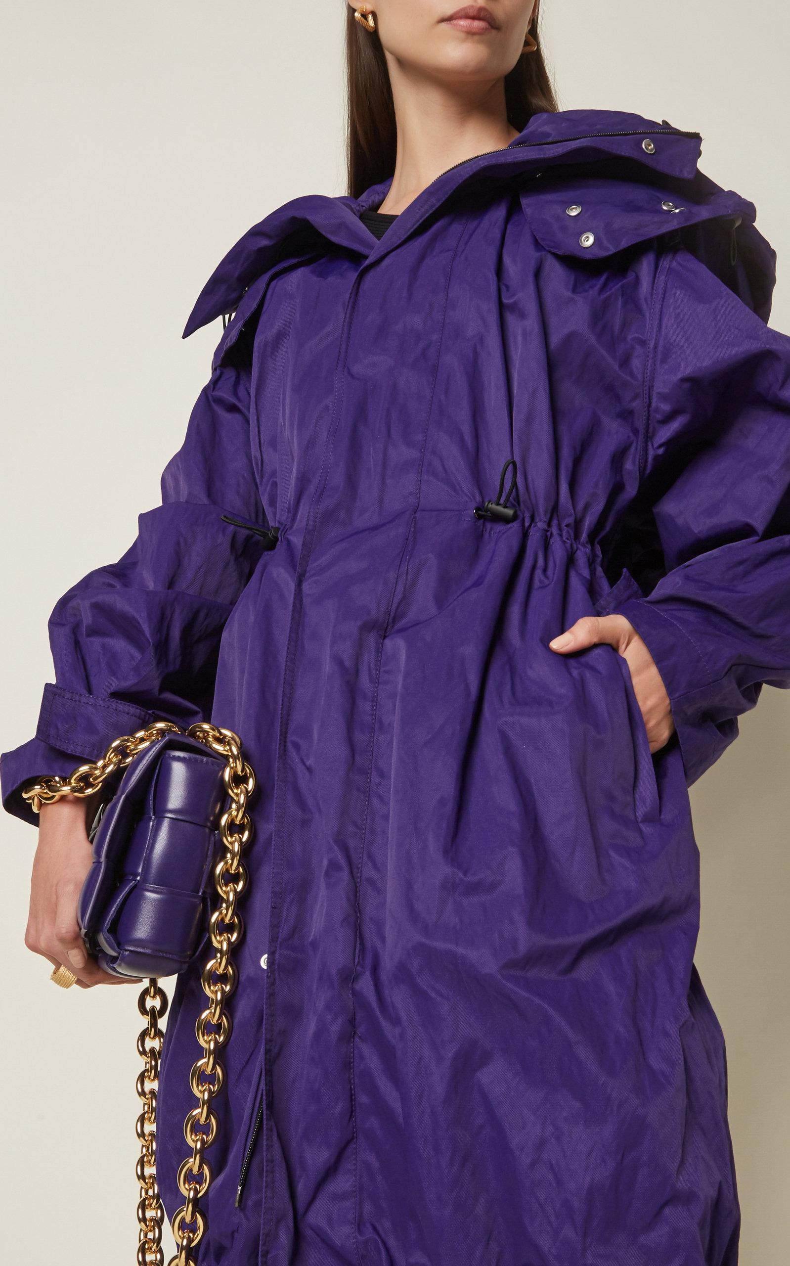 Resinated Metal Twill Parka purple - 5