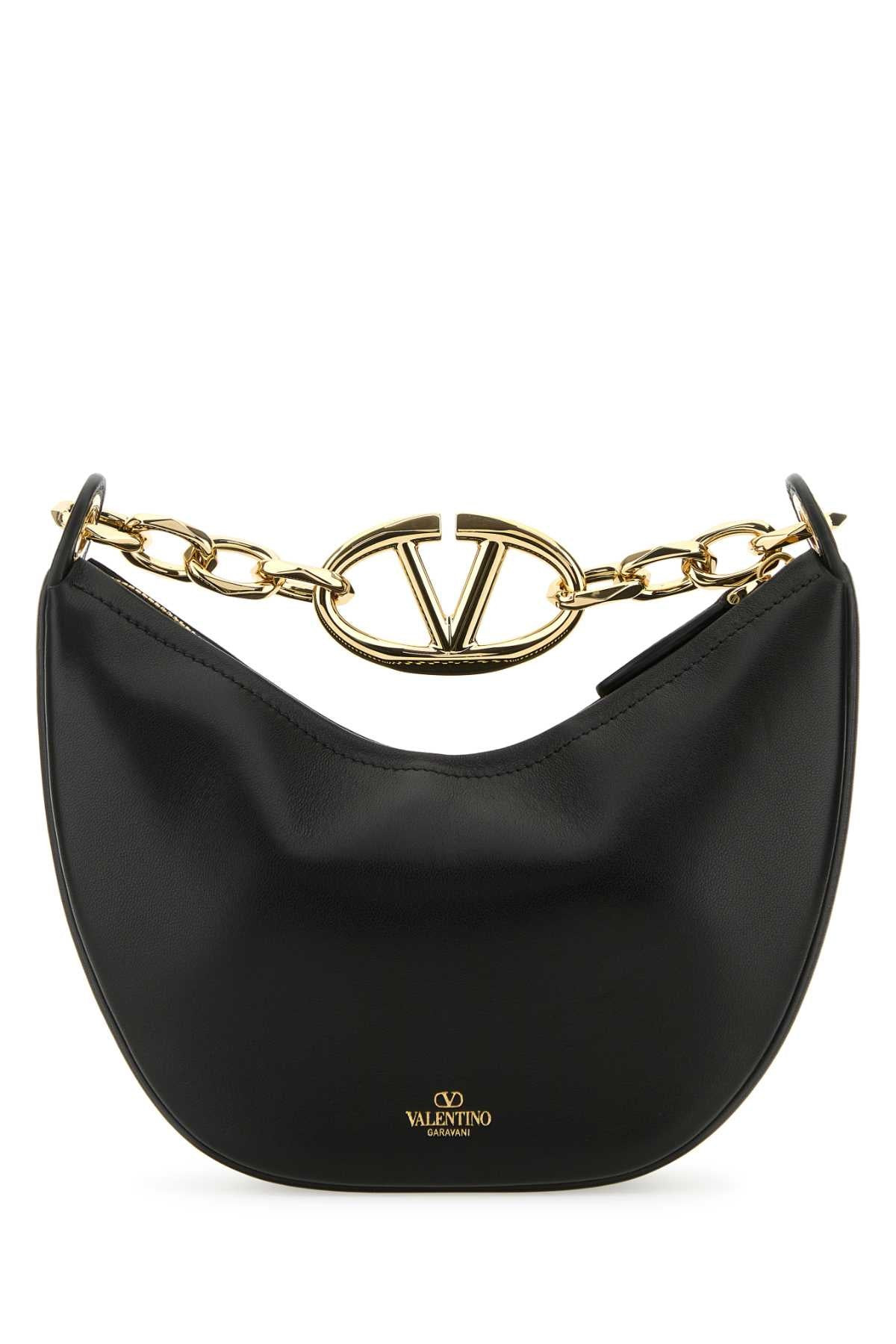 Valentino Garavani Women Black Leather Small Hobo Vlogo Moon Handbag - 3