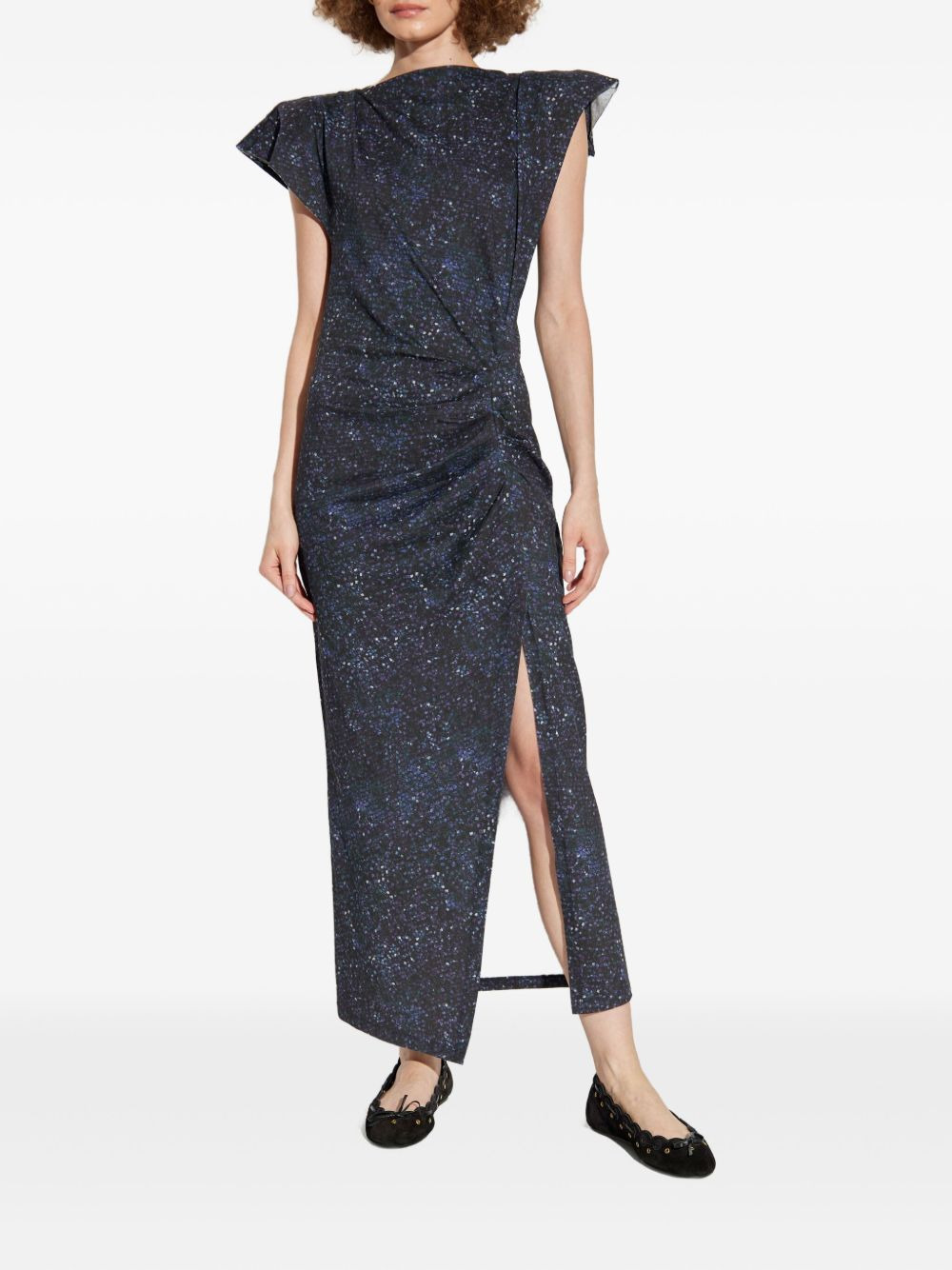 printed side-split dress - 5