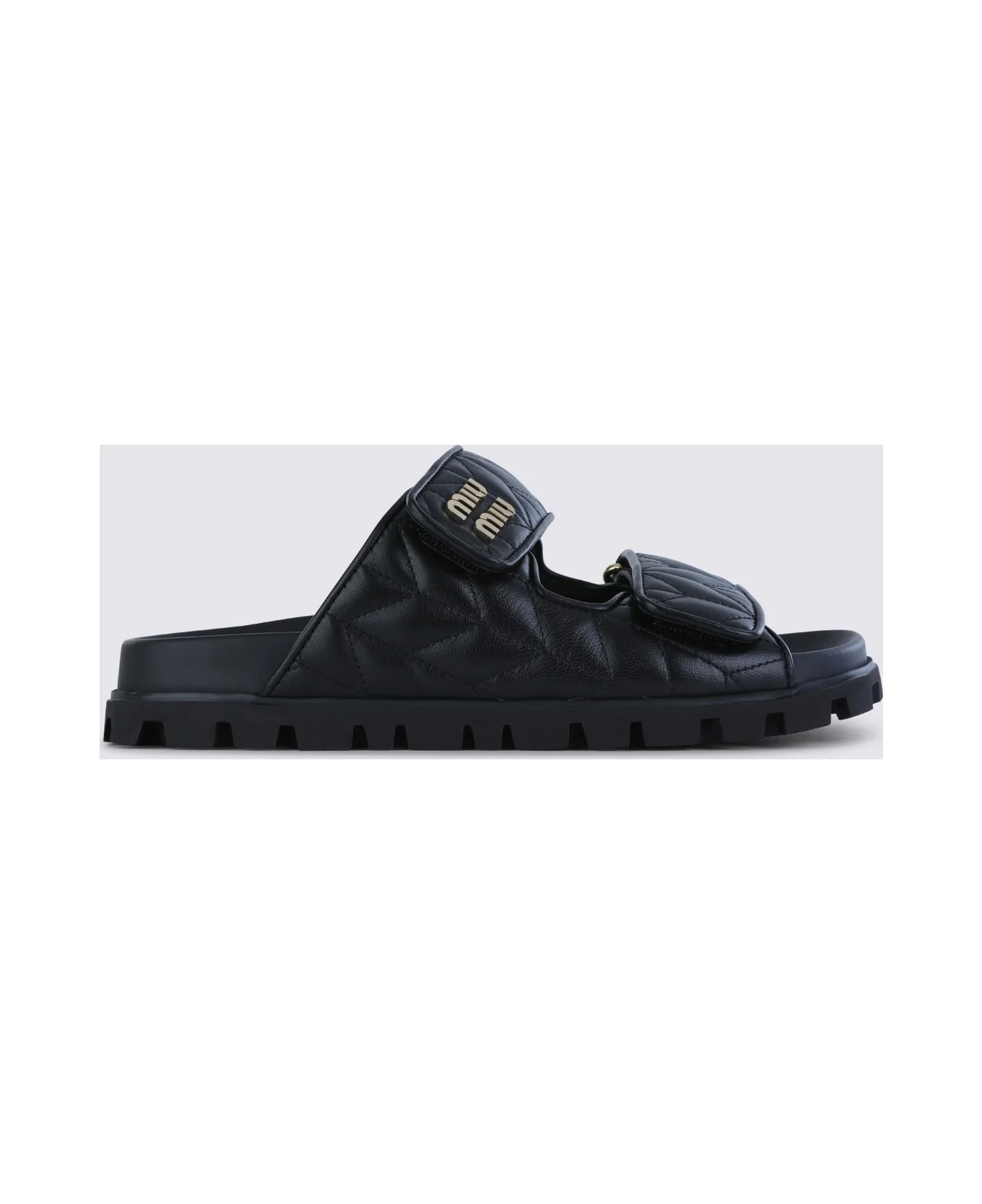 Black Leather Flats - 1