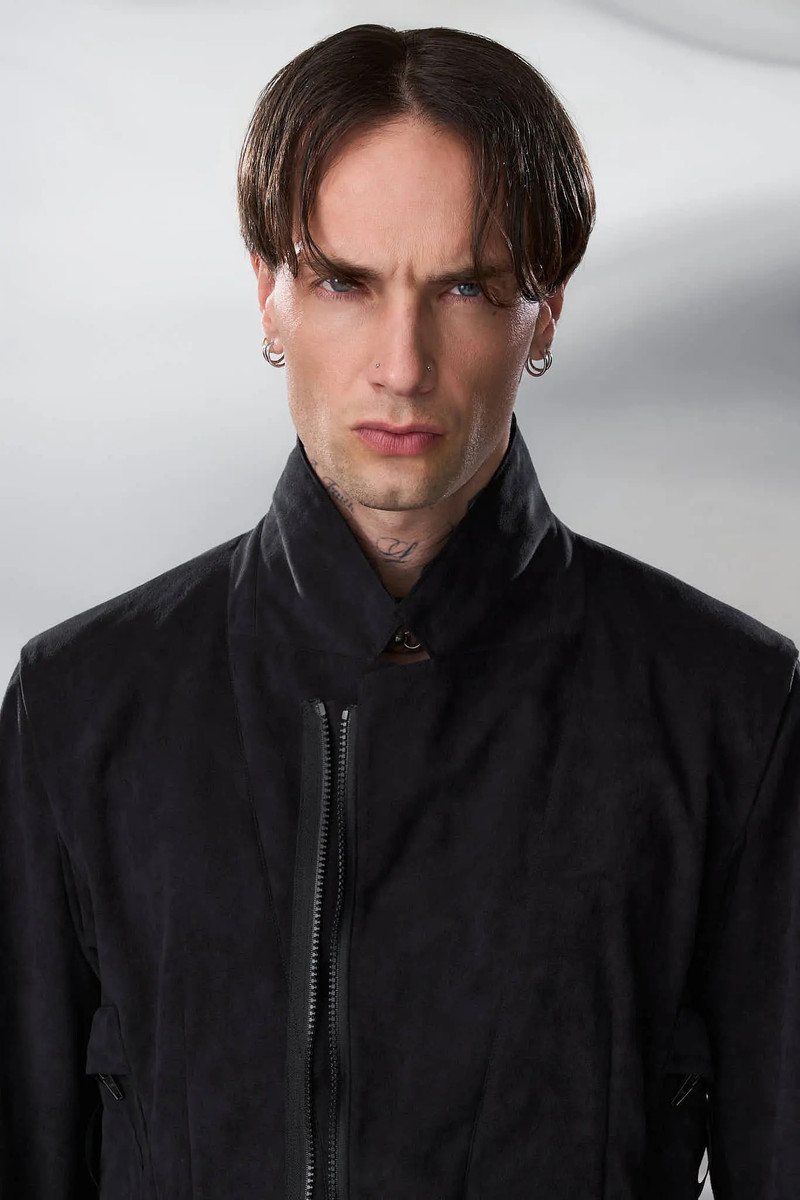 J29-TO Scrim Laced Ultra-Microfiber Blazer Black 16