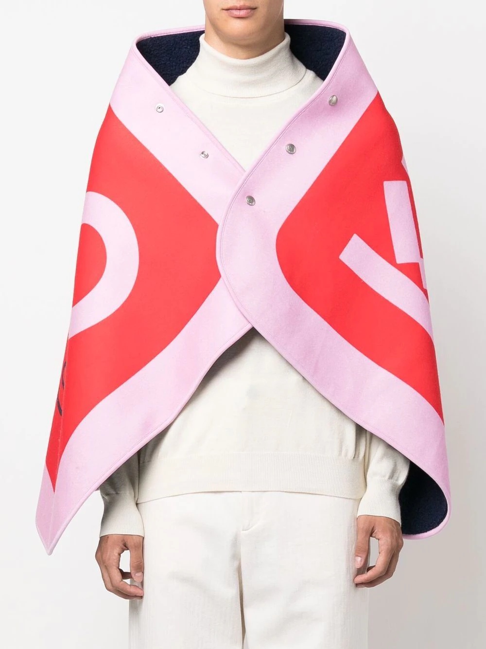 logo-print detail cape scarf - 3