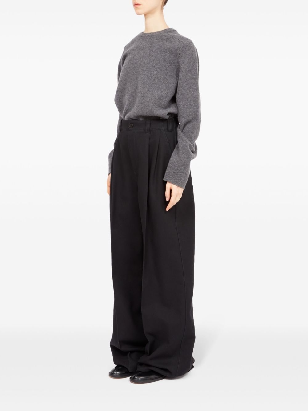 high-waisted pleated wide-leg trousers - 5