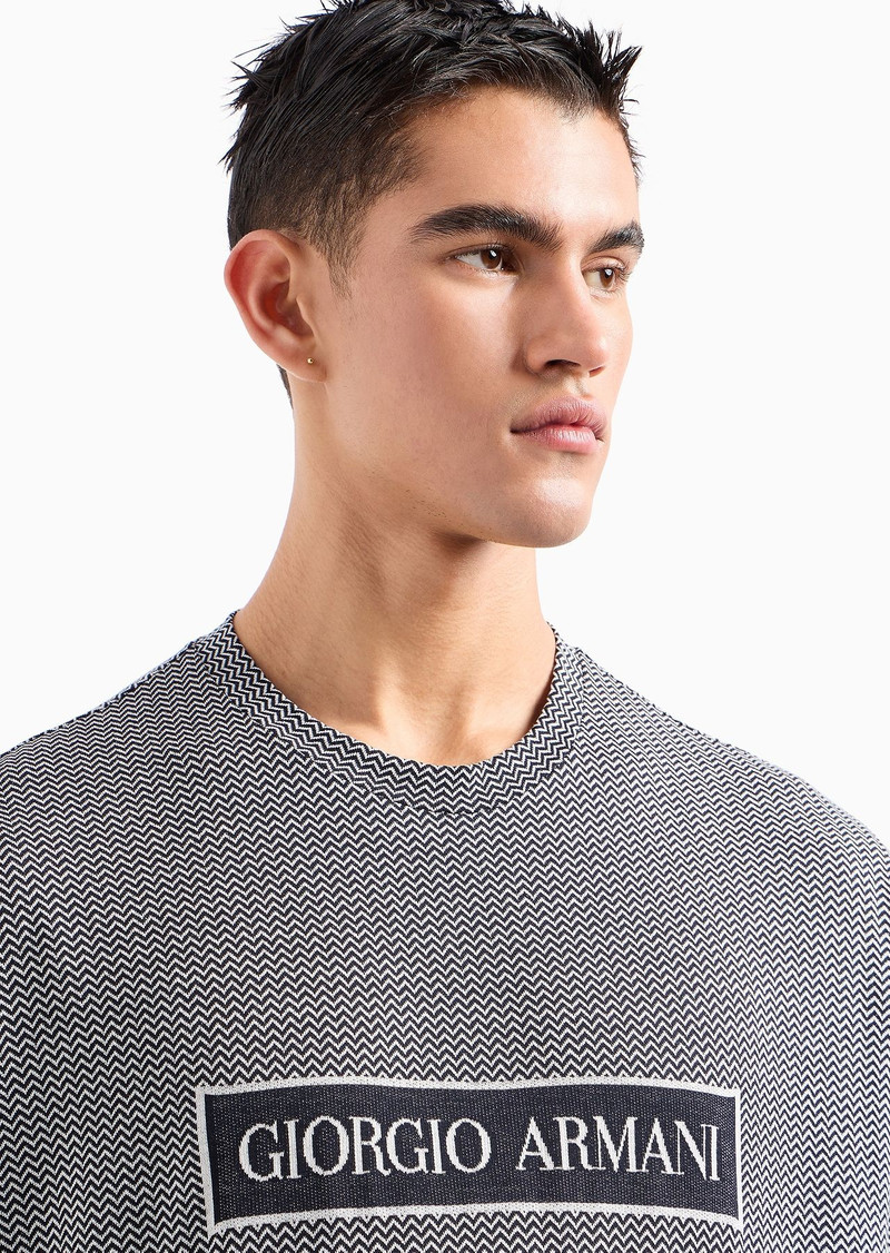 Denim Collection cotton T-shirt with jacquard logo 5