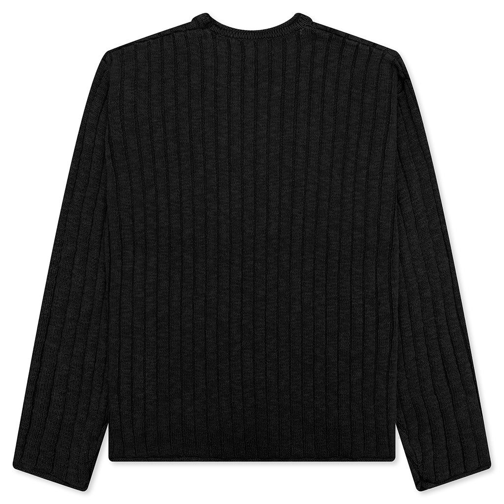 Stüssy COTTON SLUB RIB CREW - BLACK | feature | REVERSIBLE