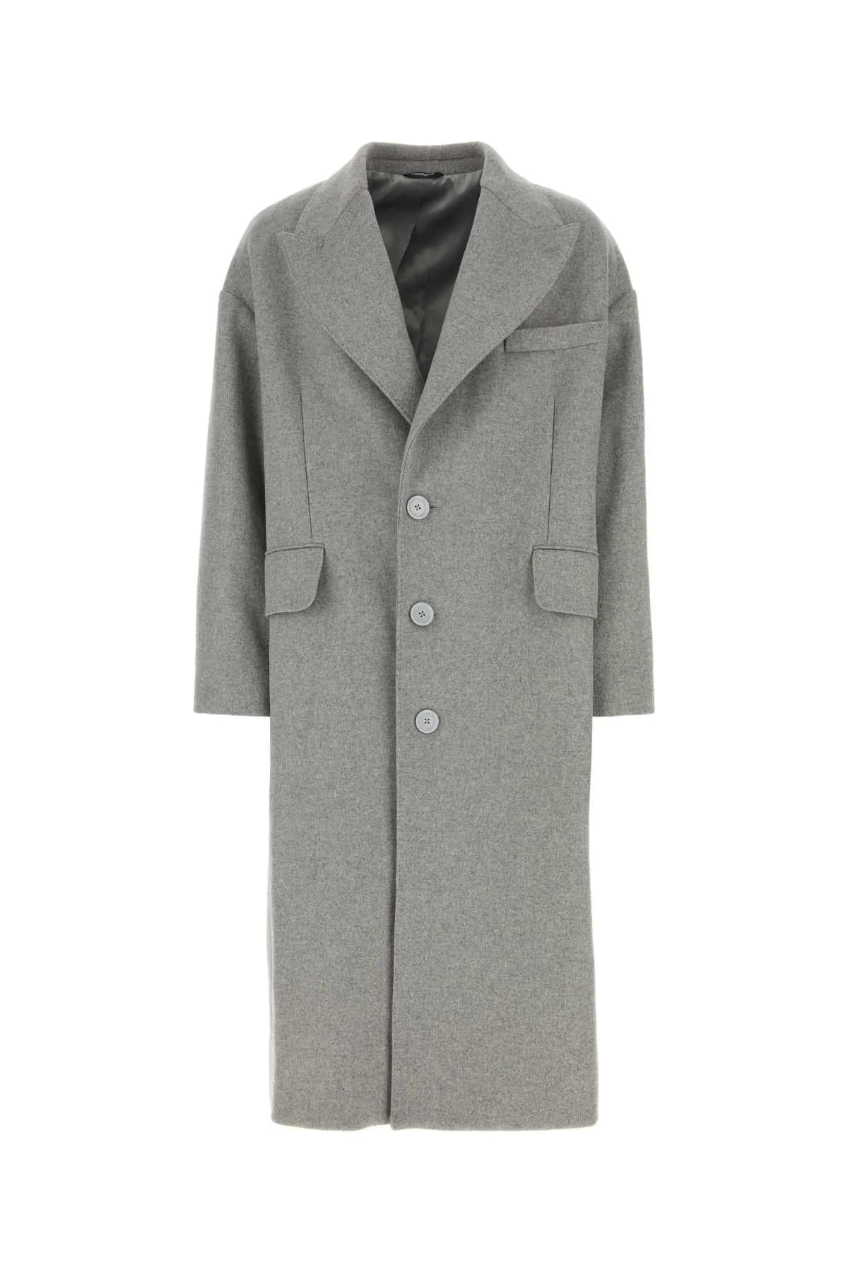 Dolce & Gabbana Men Grey Wool Blend Coat - 1