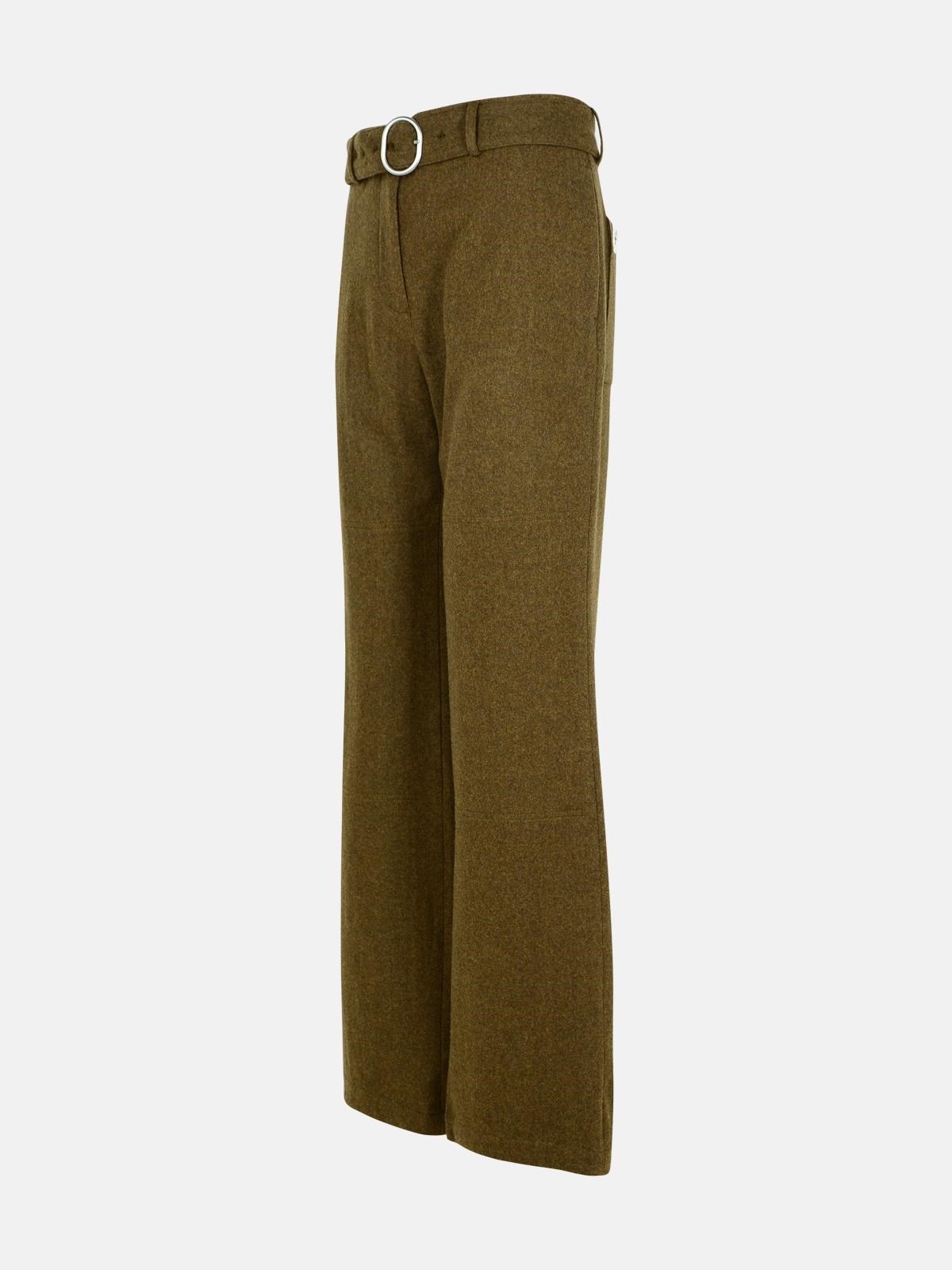 GREEN WOOL FLANNEL PANTS - 2