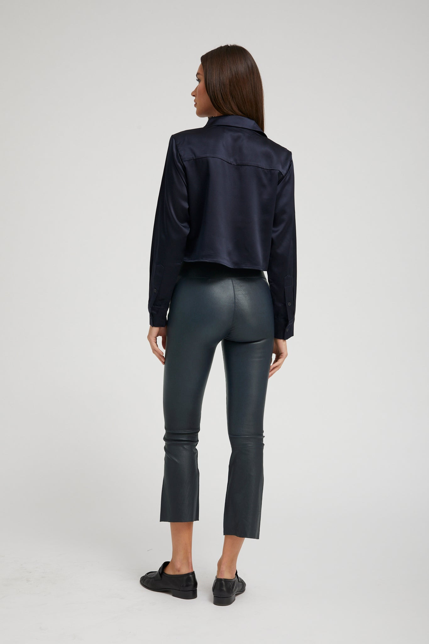 MIDNIGHT LEATHER CROP FLARE - 2