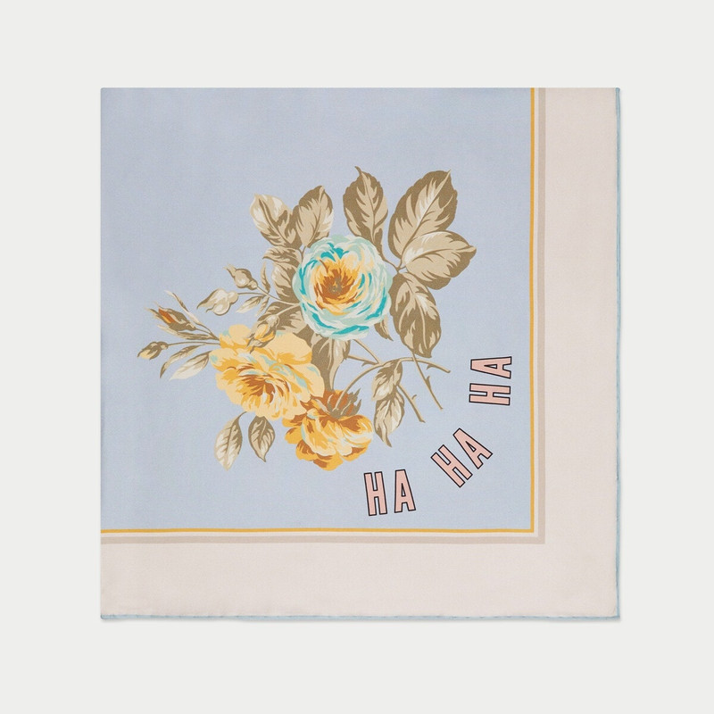 GUCCI Gucci HA HA HA flower print silk scarf outlook