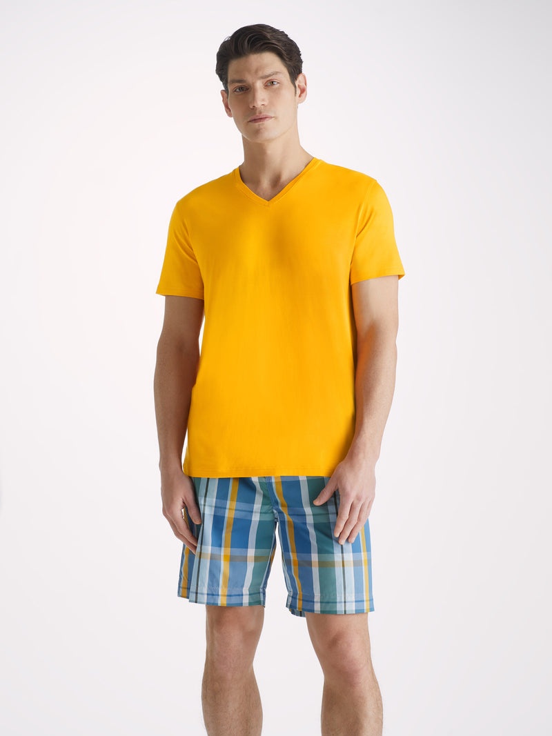 Men's V-Neck T-Shirt Basel Micro Modal Stretch Saffron - 2