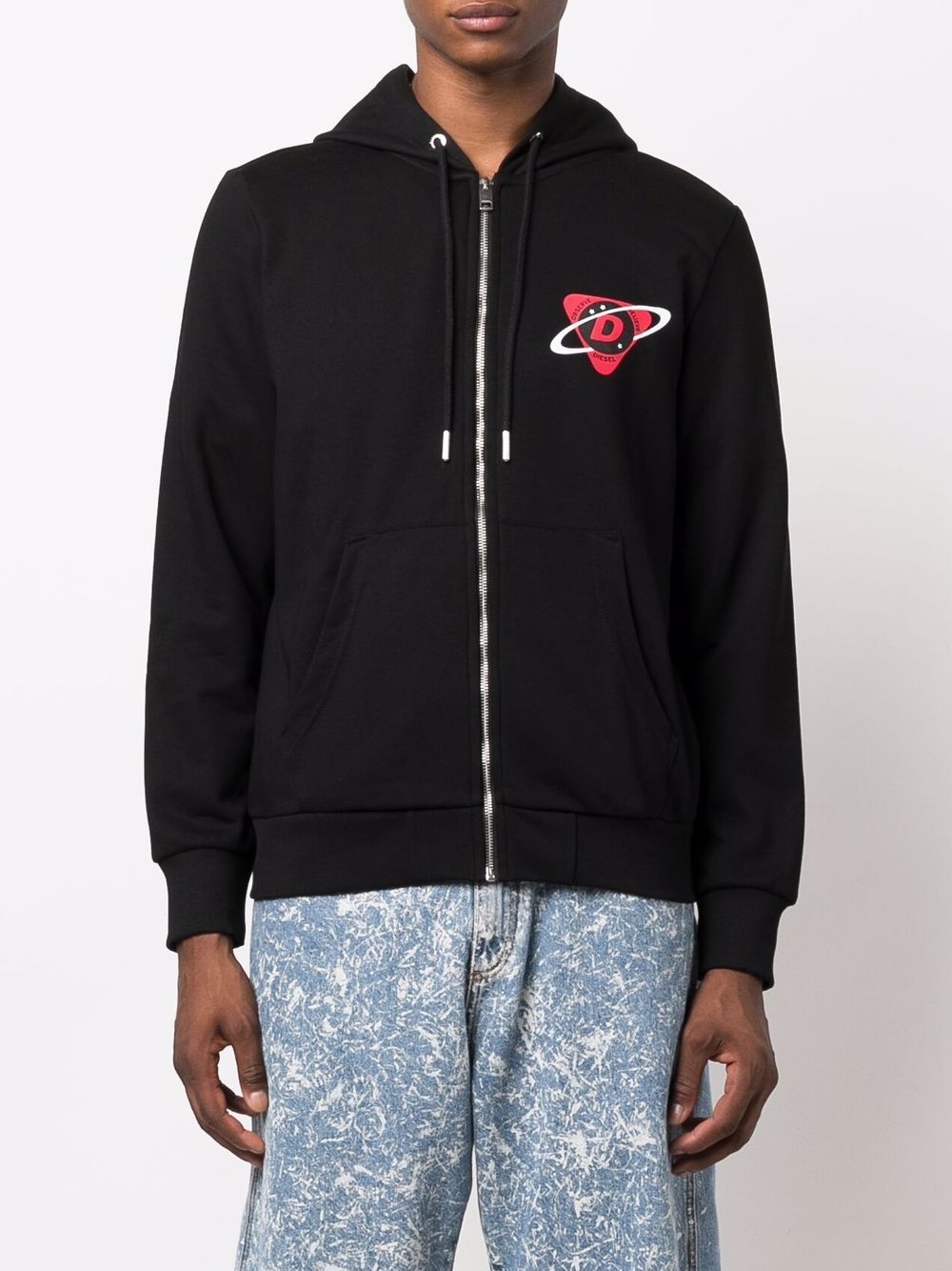 logo-print zip-up hoodie - 3