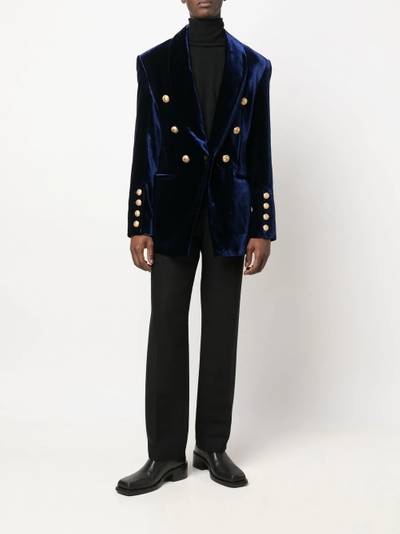 Balmain double-breasted velvet blazer outlook