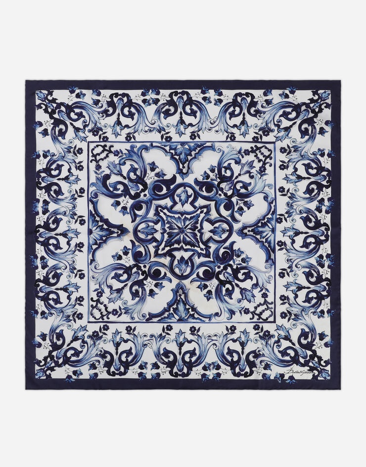Majolica-print twill scarf (70 x 70) - 1